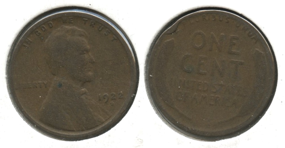 1922-D Lincoln Cent Good-4 #r Obverse Spot