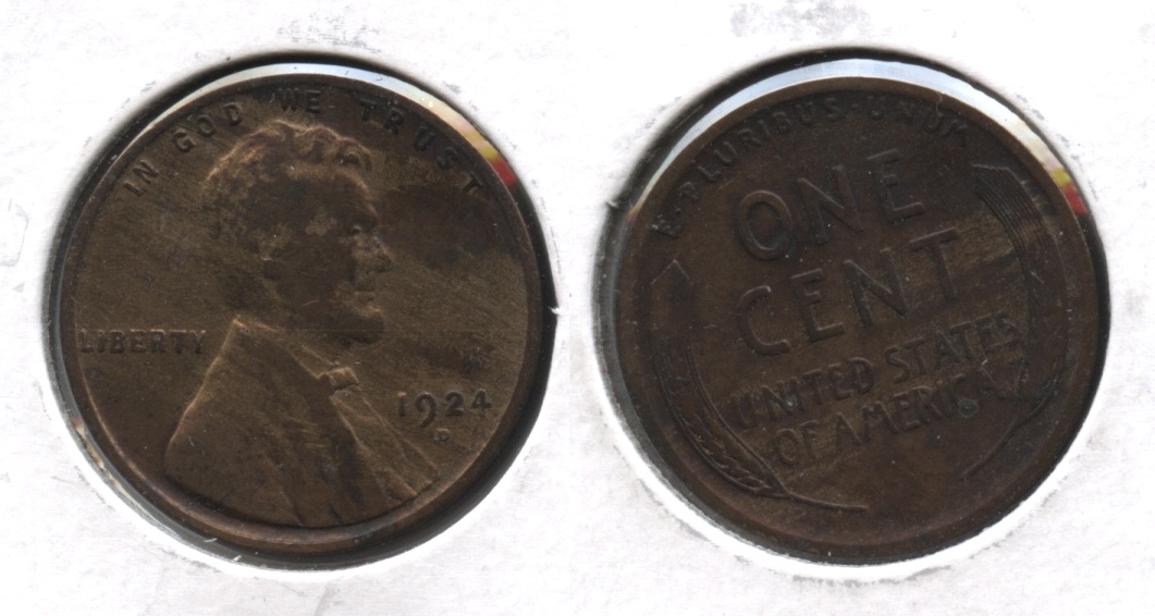 1924-D Lincoln Cent Fine-12 #q Cleaned