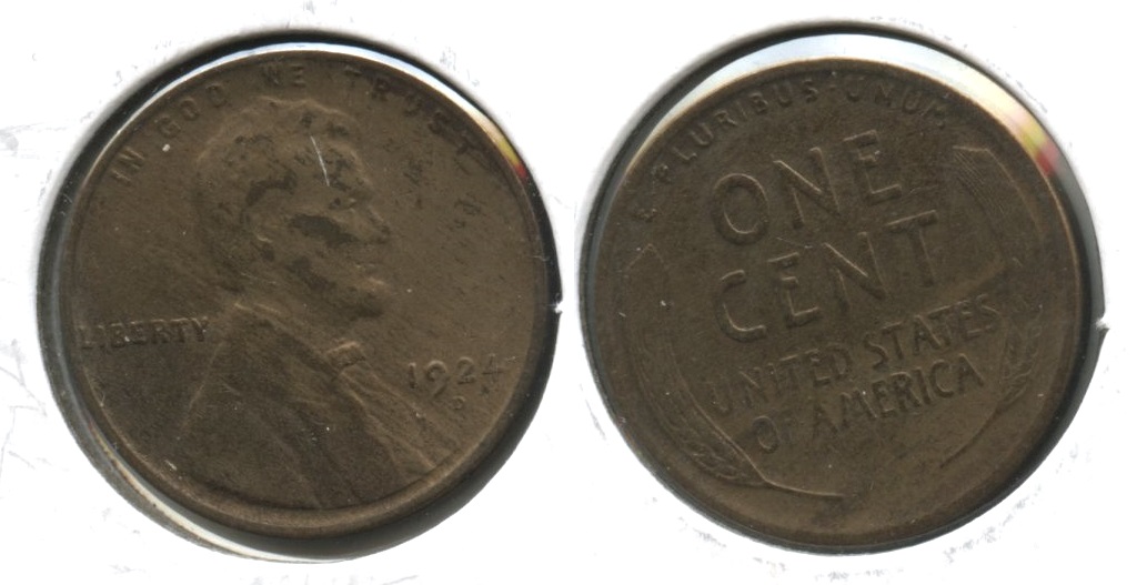 1924-D Lincoln Cent Fine-12 #r Cleaned