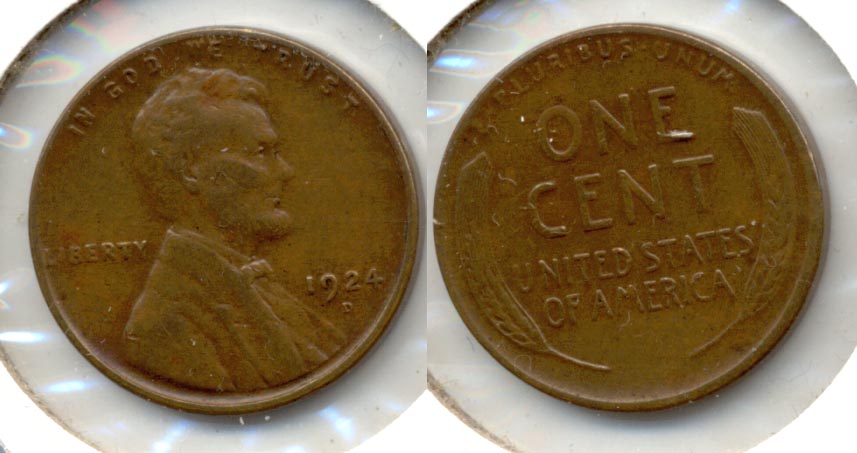 1924-D Lincoln Cent VF-20 b Cleaned Retoned