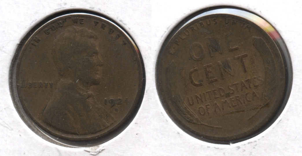 1924-D Lincoln Cent VG-8 #p Discolored Reverse