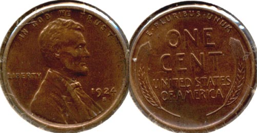 1924-S Lincoln Cent AU-55 a