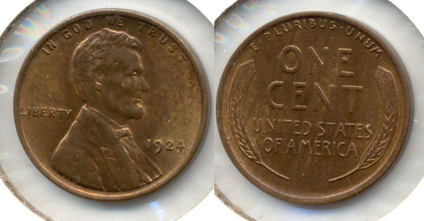 1924 Lincoln Cent MS-63 Red Brown