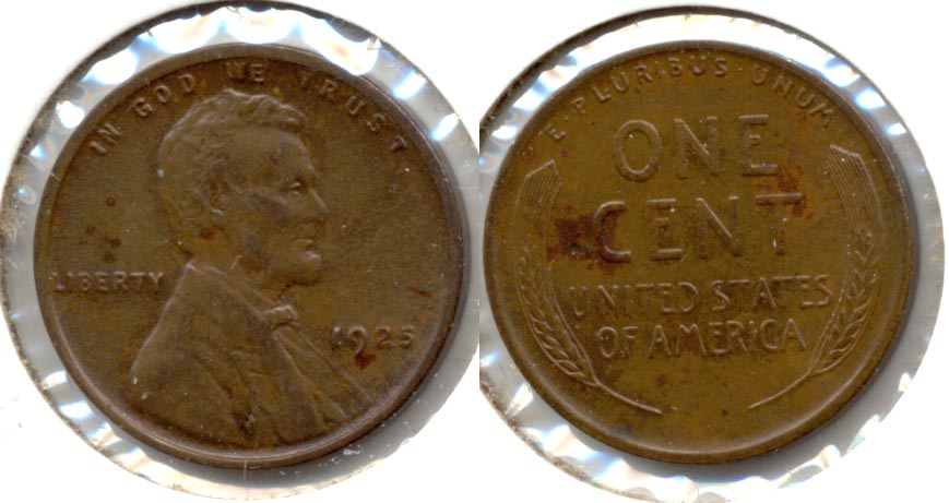 1925 Lincoln Cent AU-55 f Darker Patches