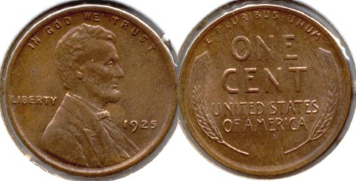 1925 Lincoln Cent MS-63 Red Brown a