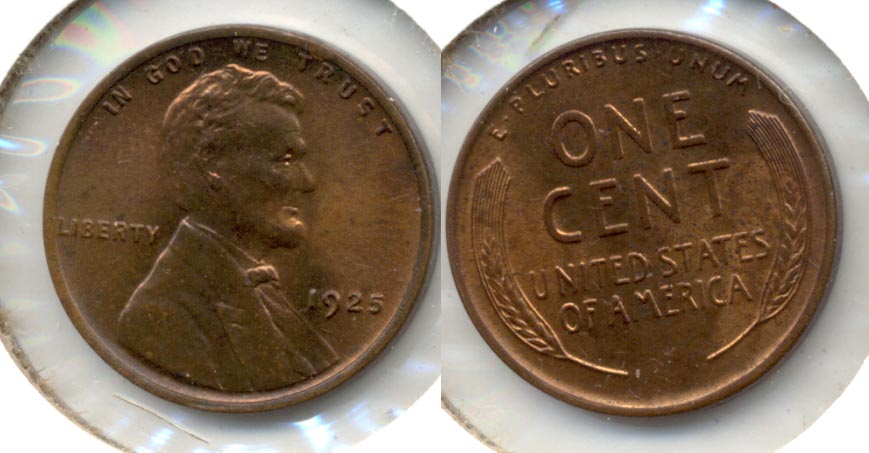 1925 Lincoln Cent MS-63 Red Brown b