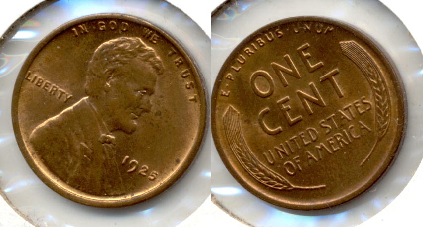 1925 Lincoln Cent MS-63 Red Brown d