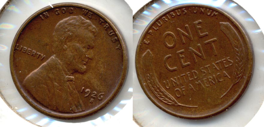 1926-S Lincoln Cent AU-55 a Cleaned Retoned