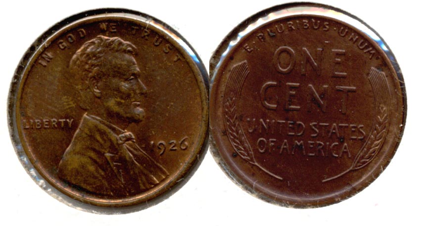 1926 Lincoln Cent MS-63 Brown a Verdigris