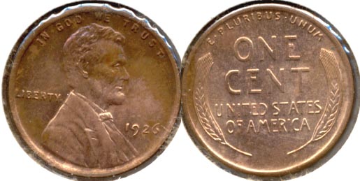 1926 Lincoln Cent MS-63 Red Brown