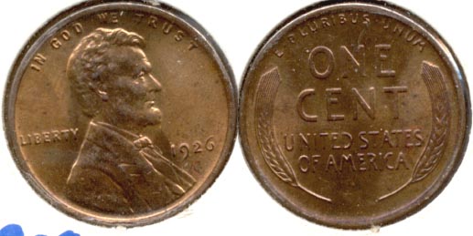 1926 Lincoln Cent MS-63 Red Brown b