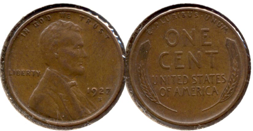 1927-S Lincoln Cent AU-50 a