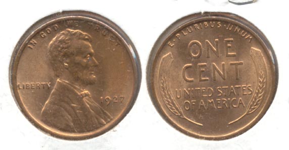 1927 Lincoln Cent MS-63 Red Brown