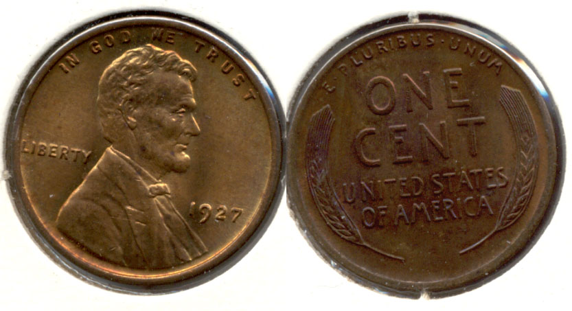 1927 Lincoln Cent MS-63 Red Brown a