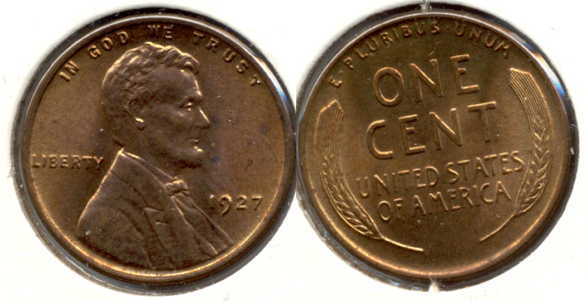 1927 Lincoln Cent MS-63 Red Brown c