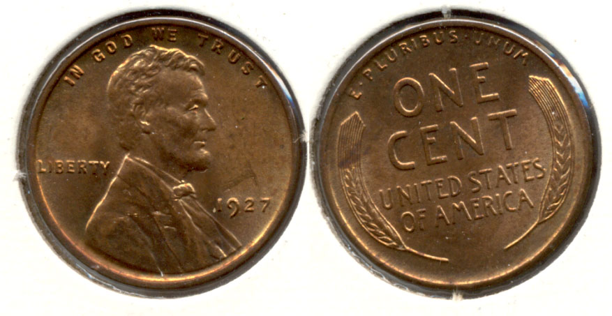 1927 Lincoln Cent MS-63 Red Brown d
