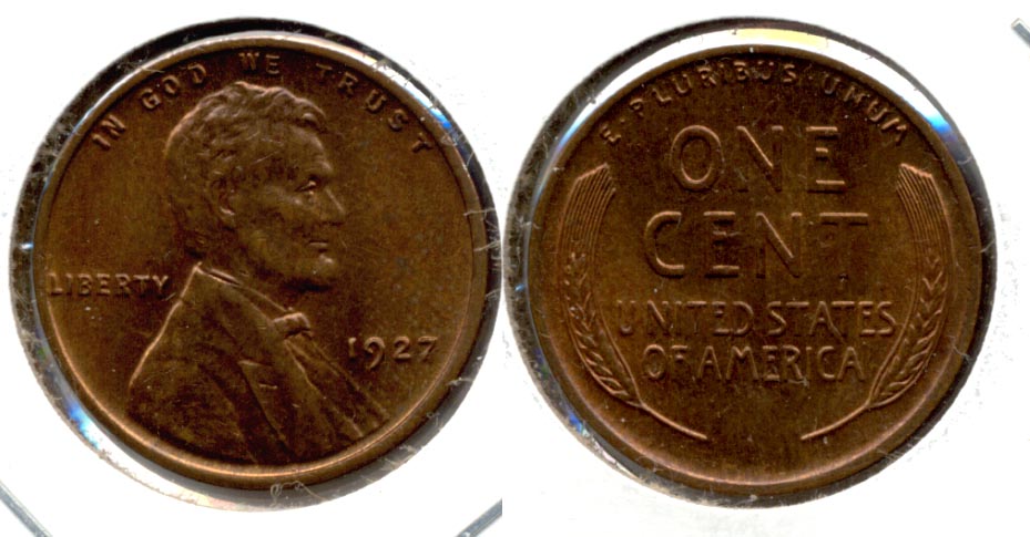 1927 Lincoln Cent MS-63 Red Brown f