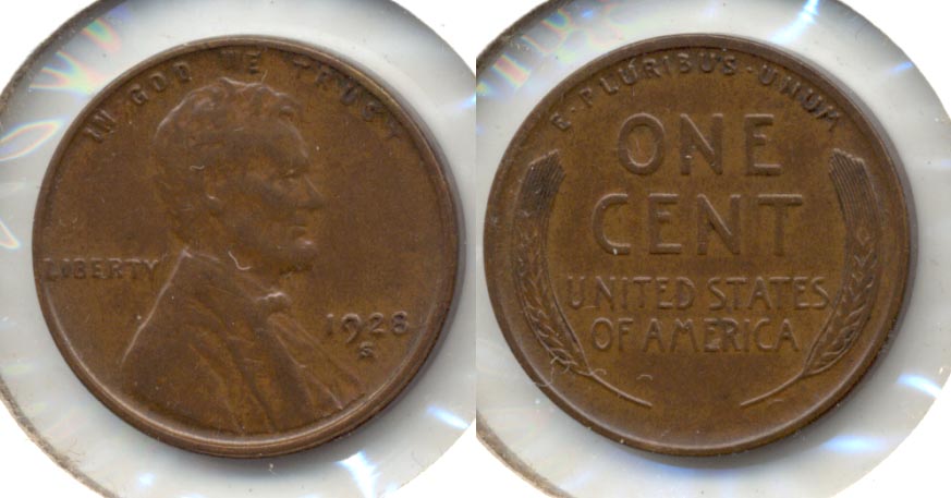 1928-S Lincoln Cent AU-50 a