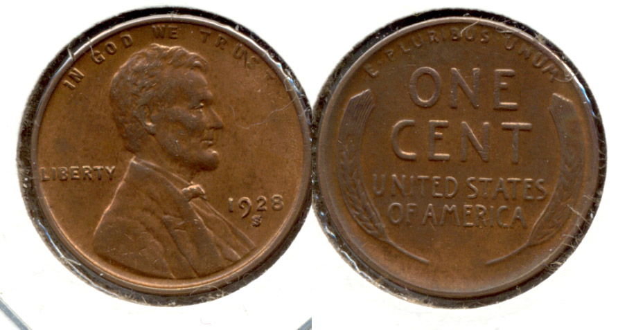 1928-S Lincoln Cent AU-50 c