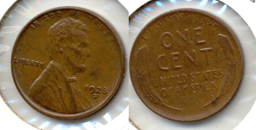 1928-S Lincoln Cent AU-53