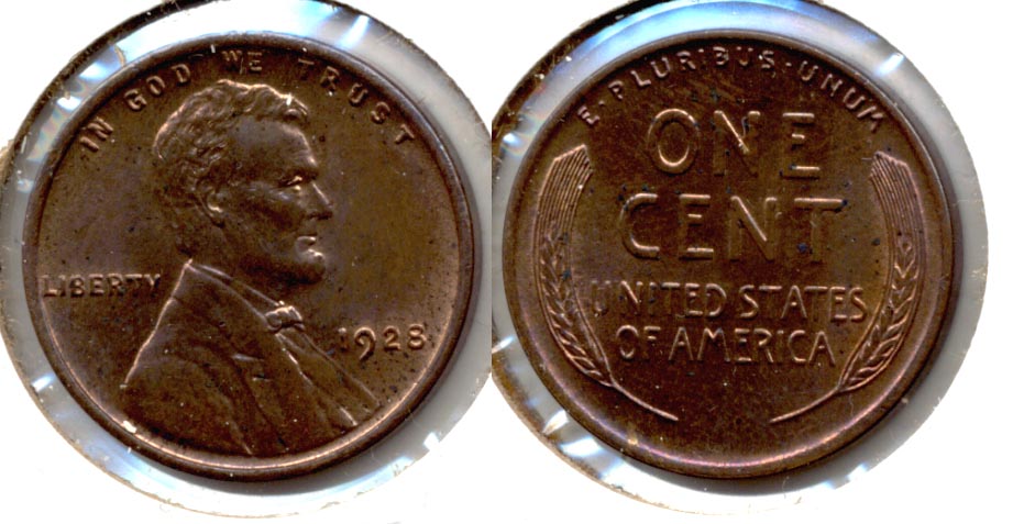 1928 Lincoln Cent MS-60 Brown a