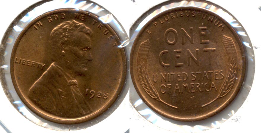 1928 Lincoln Cent MS-63 Red Brown
