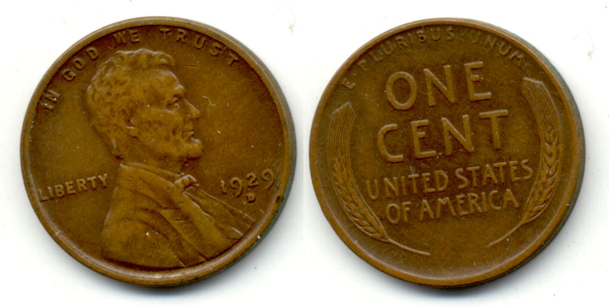 1929-D Lincoln Cent EF-40 d