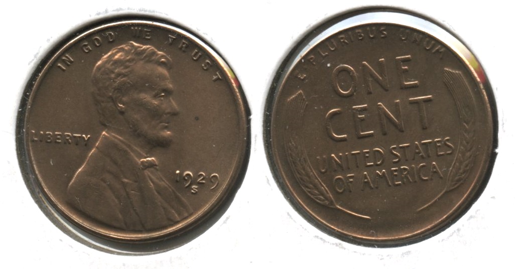 1929-S Lincoln Cent MS-60 Red