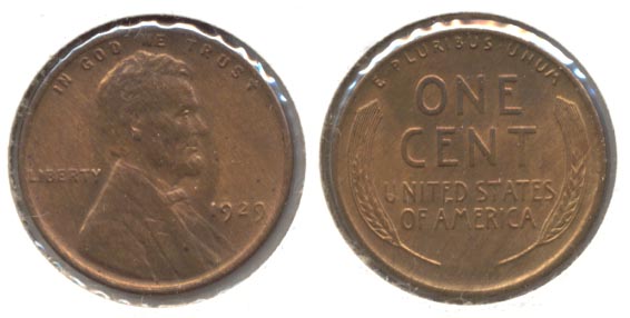 1929 Lincoln Cent MS-63 Red Brown