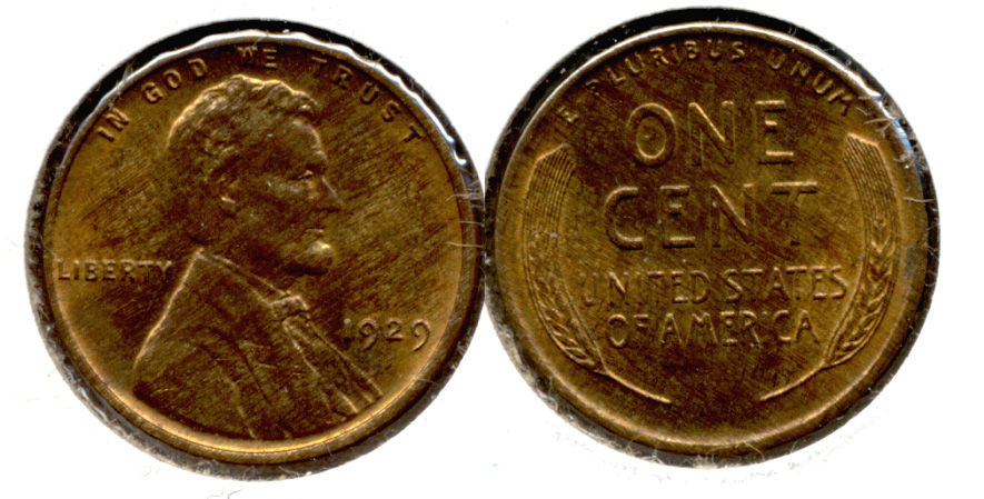 1929 Lincoln Cent MS-64 Red Brown b