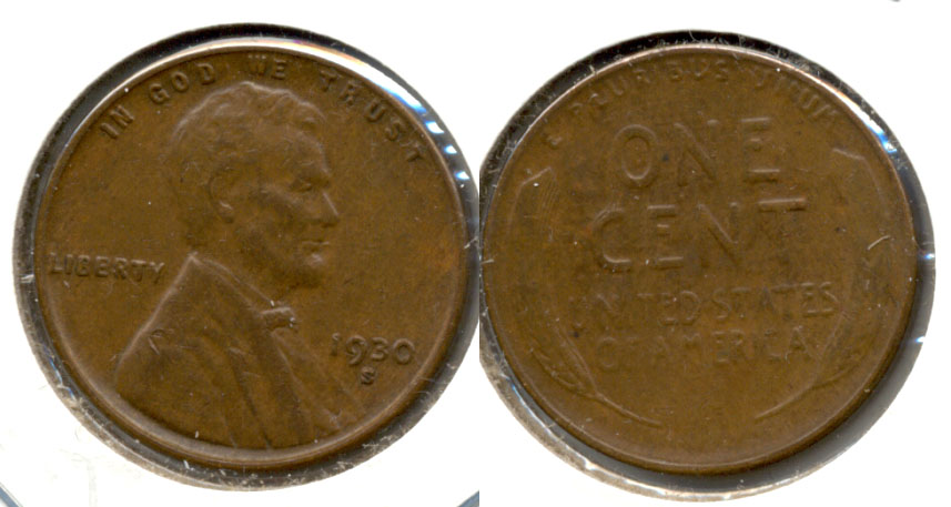 1930-S Lincoln Cent AU-50 b