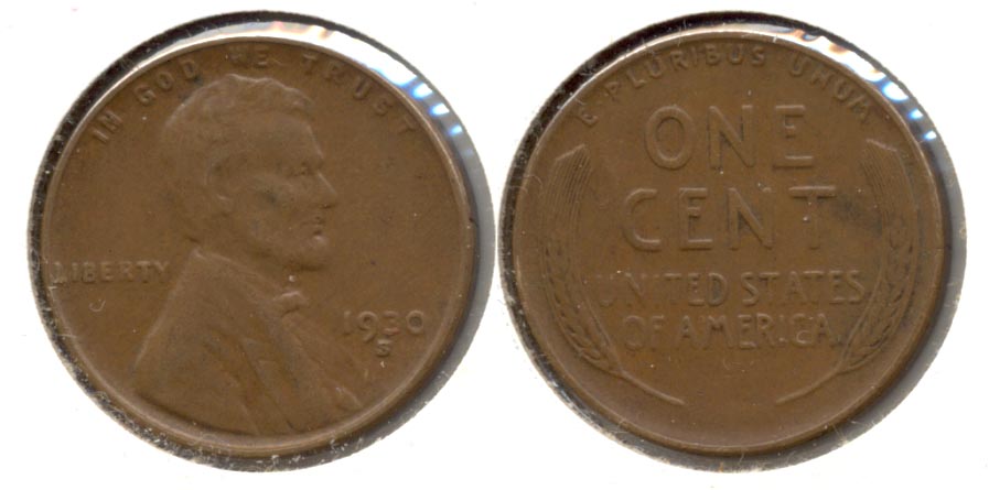 1930-S Lincoln Cent AU-50 k