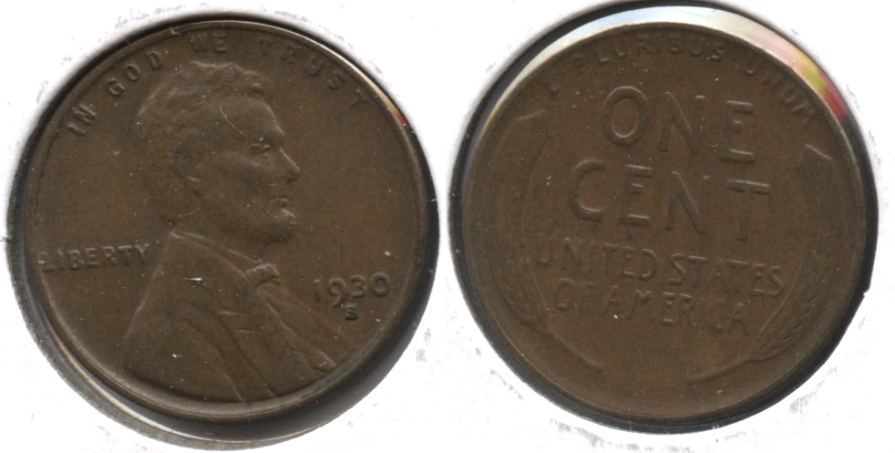 1930-S Lincoln Cent AU-50 #l