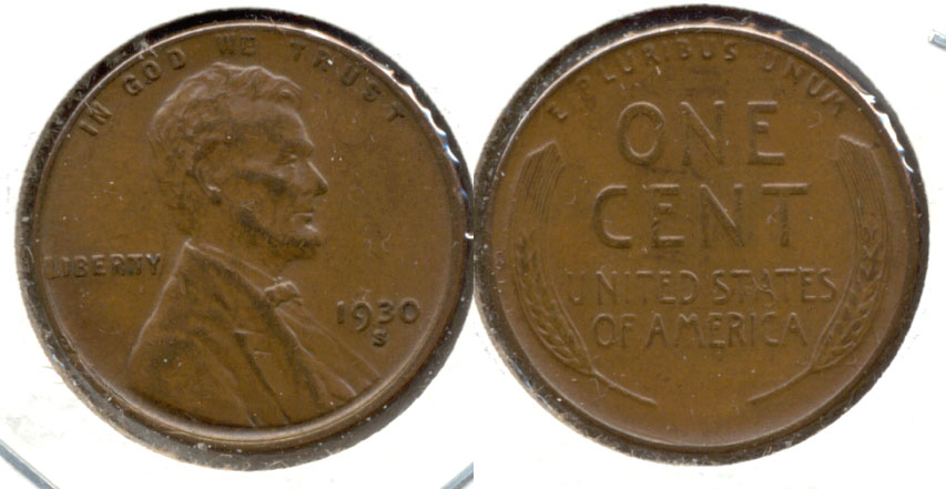 1930-S Lincoln Cent AU-55
