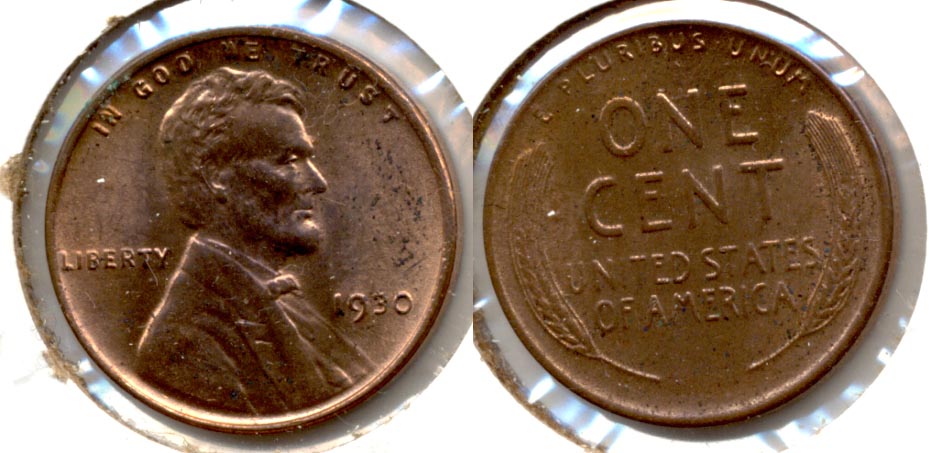 1930 Lincoln Cent MS-60 Red Brown a