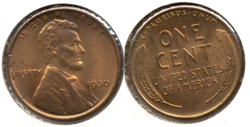1930 Lincoln Cent MS-60 Red Brown c