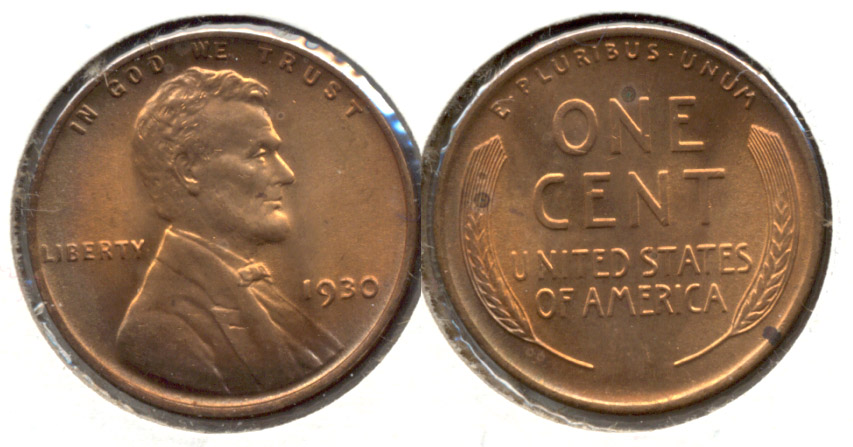 1930 Lincoln Cent MS-60 Red Brown f