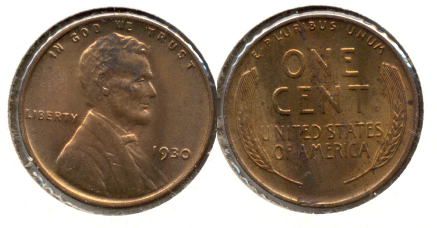 1930 Lincoln Cent MS-60 Red Brown i