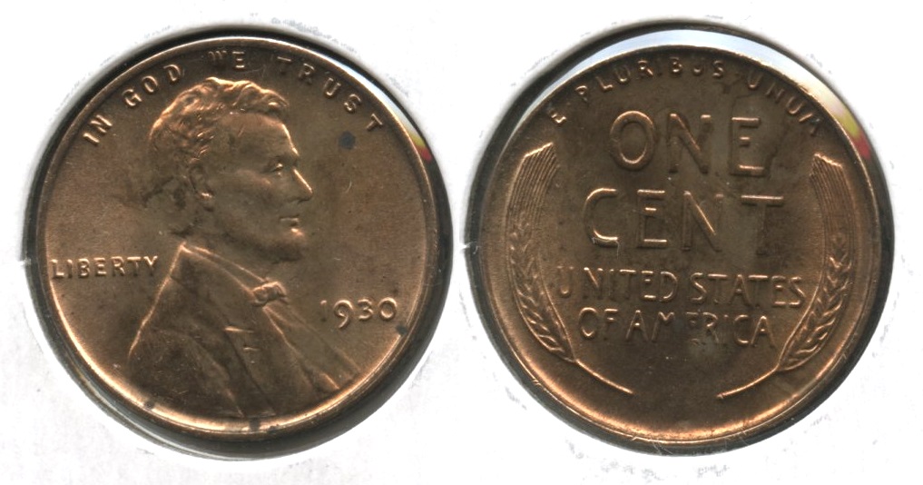 1930 Lincoln Cent MS-60 Red Brown #l