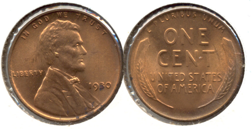 1930 Lincoln Cent MS-60 Red a