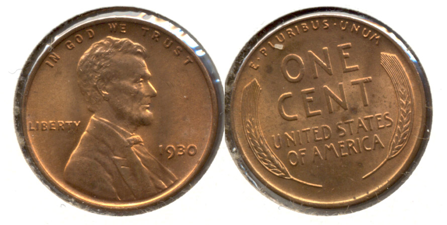 1930 Lincoln Cent MS-63 Red Brown aa