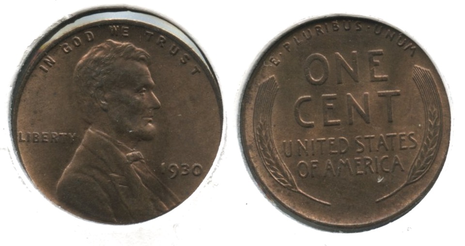 1930 Lincoln Cent MS-63 Red Brown #ah