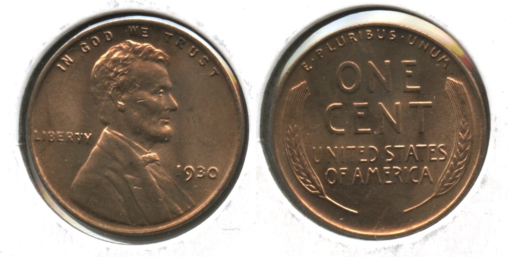 1930 Lincoln Cent MS-63 Red Brown #aj