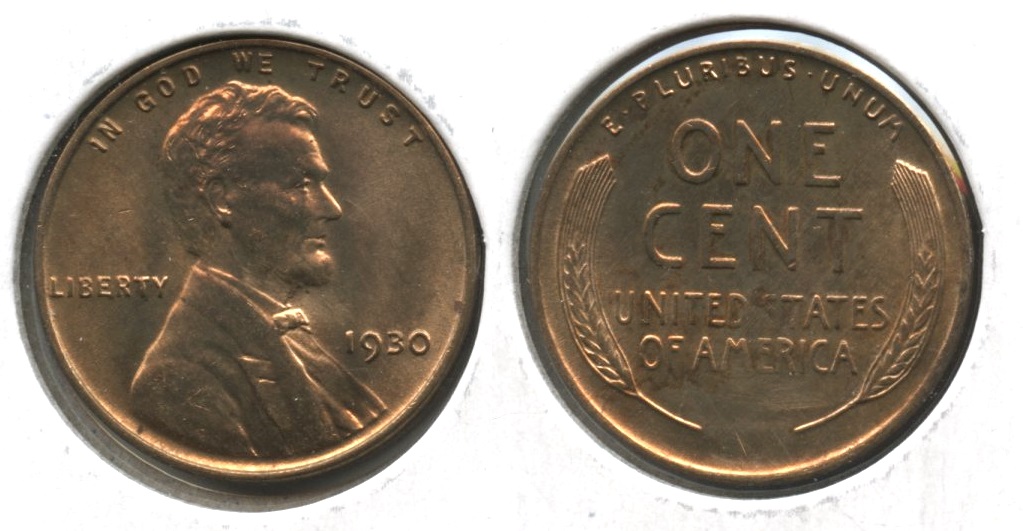 1930 Lincoln Cent MS-63 Red Brown #ak