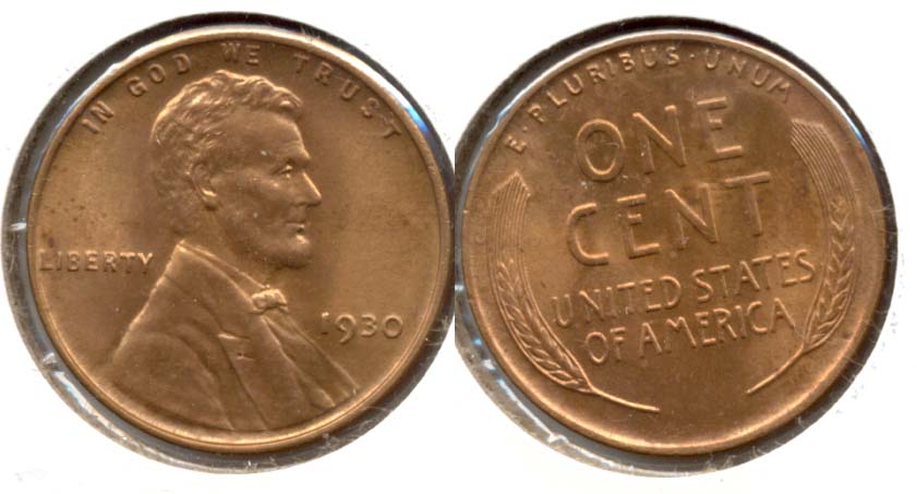 1930 Lincoln Cent MS-63 Red Brown b