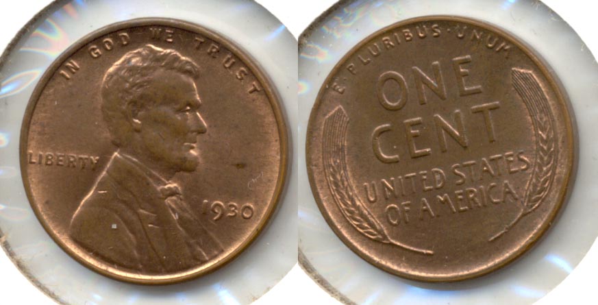 1930 Lincoln Cent MS-63 Red Brown c