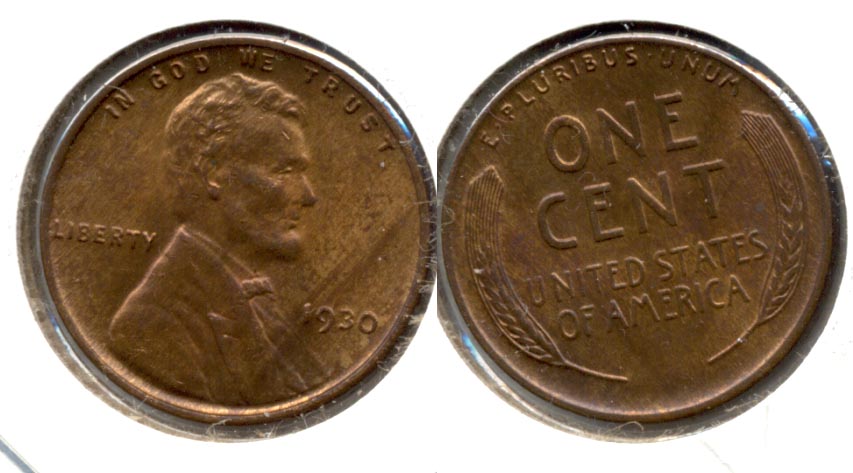 1930 Lincoln Cent MS-63 Red Brown d