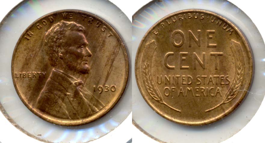 1930 Lincoln Cent MS-63 Red Brown e