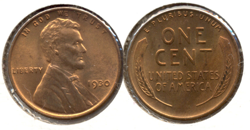 1930 Lincoln Cent MS-63 Red Brown i