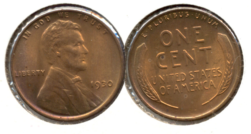1930 Lincoln Cent MS-63 Red Brown k